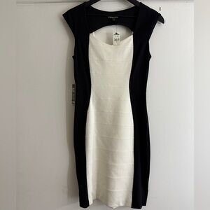 Express Vintage Black and White Sleeveless Sheath Mini Dress